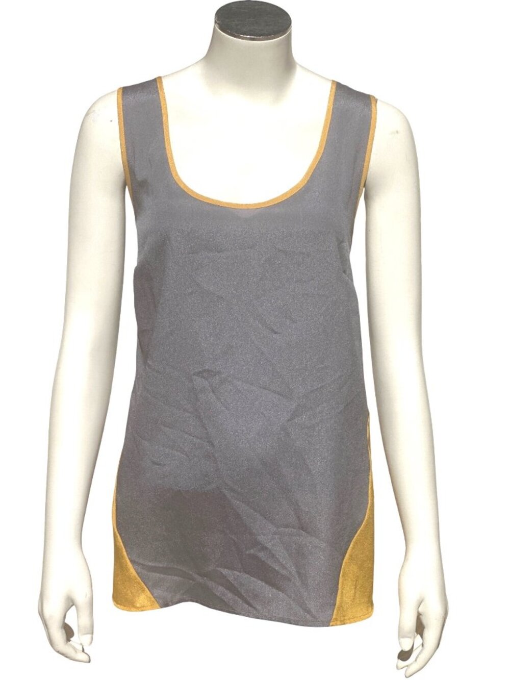 Mossimo XL Grey Gold Tank Top Loose Fit Colorblock Trendy Y2K Sleeveless Casual